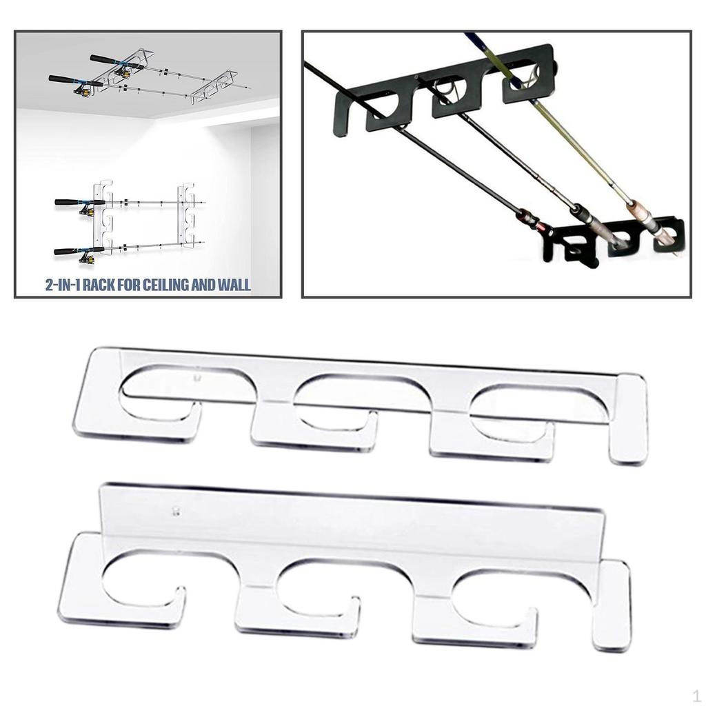 Fishing Rod Holders Organizer Wall Mounted 3 Rods Capacity Accessory Sturdy Easily Install Design