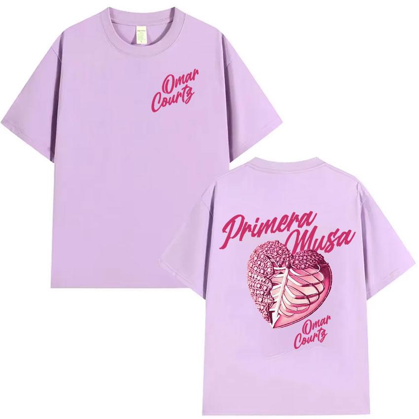 Rapper Omar Courtz Primera Musa 2025 Heart Graphic Tshirt Mens Clothing Hip Hop T Shirt Summer Top Oversized Tshirts Streetwear