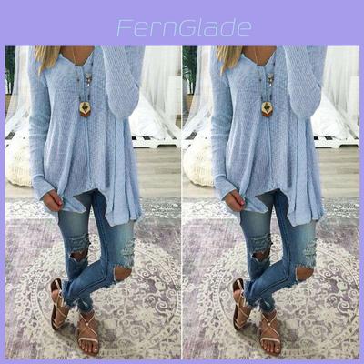 Elegant Plus Size Women Long Sleeve Loose Blouse With Baggy V Neck Tunic T Shirt