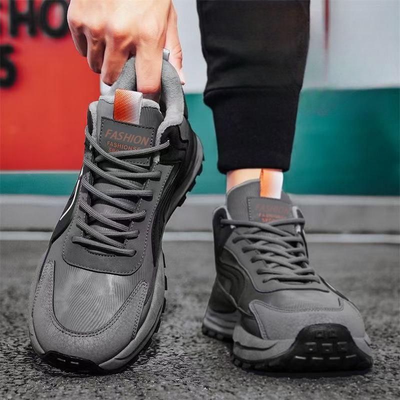 Men Winter Fleece Lined Warm Cotton Shoes Waterproof Non-Slip Thick Sole Wear Resistant Work Safety Sneakers