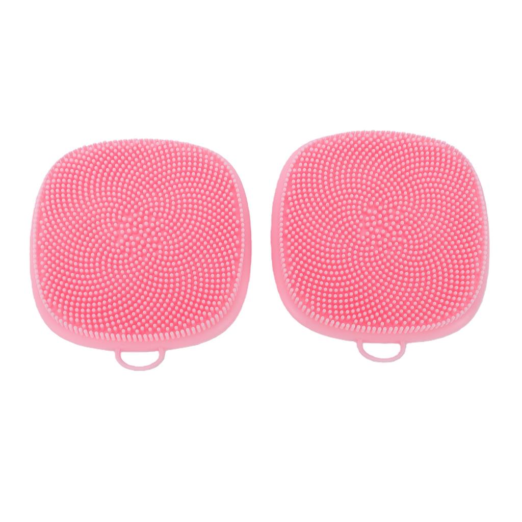 2pcs Silicone Face Scrubber with Hanging Hole Food Grade Water Proof Portable Face Exfoliator Scrubber Pink