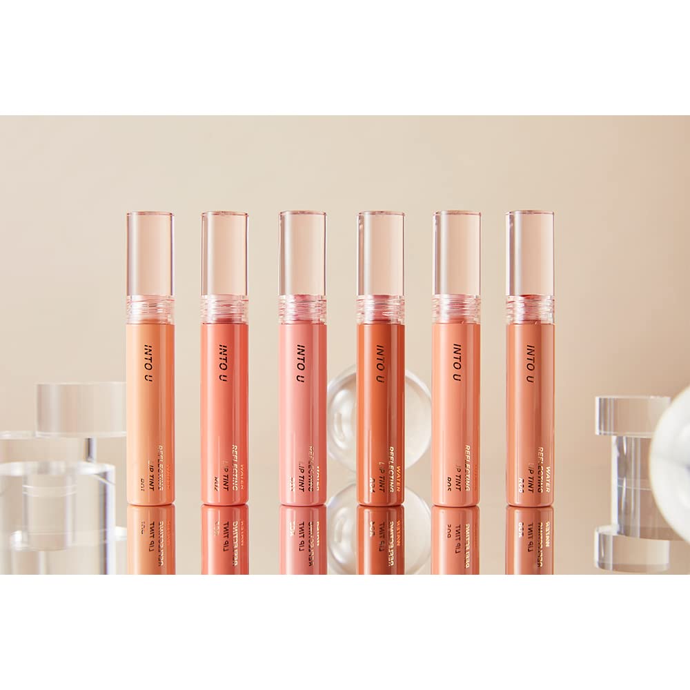 INTO U Lip Tint Water Reflecting Lip Tint R01 Love at First Sight Amaretto Ginger #R06 Tempting Chocolate Liqueur