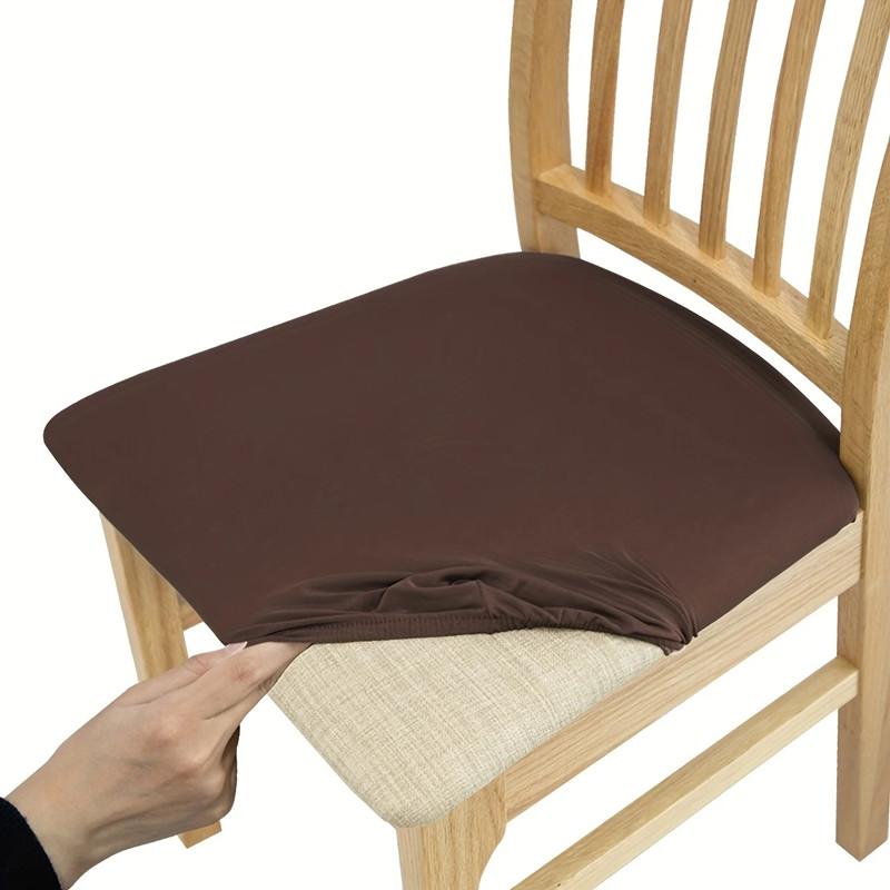 Solid Color Stretch Chair Seat Covers Removable Washable Dining Chair Covers Anti-Dust Seat Cushion Slipcovers