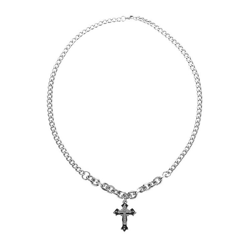 Fashion Ins Long Cross Necklace Hip-Hop Fashion Fancy Simple Pendant Boys Special-Interest Design Accessories Equatorial Cross