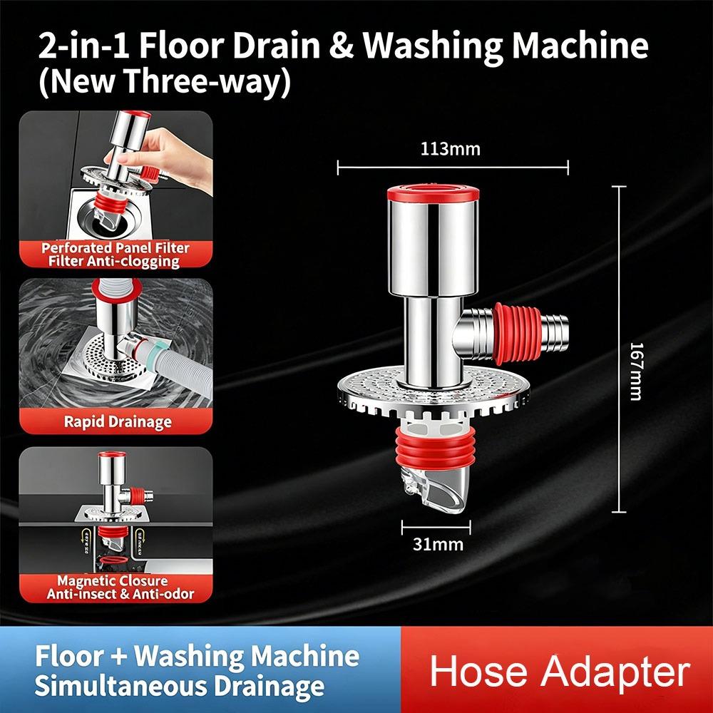 Plastic Floor Drain Tee Connector Anti-Odor Multi Functional Sewer Drain Connector Quick Installation