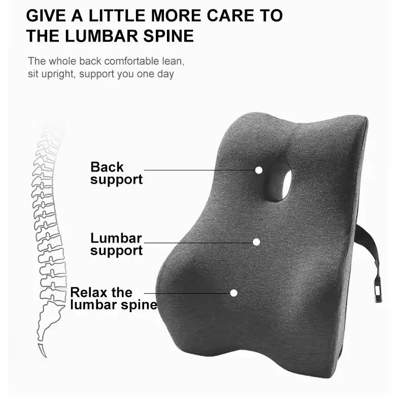 1pc Office Waist Pillow Ergonomic Lumbar Support Memory Cotton 4D Curved Waist Pad Car Waist Rest Office Waist Pillow