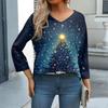 Women's Casual Fashionable Sexy Comfortable V-Neck Christmas Three-Quarter Sleeve Top