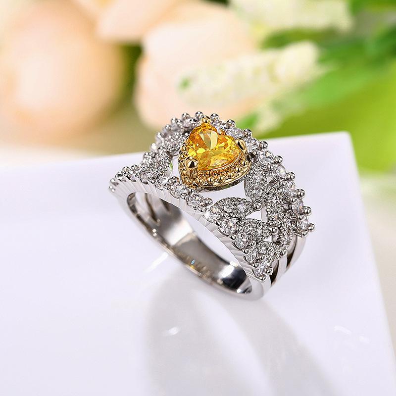 

2026 new inlaid cubic zirconia heart ring with fashionable and versatile design, index finger sparkling banquet Zircon 10