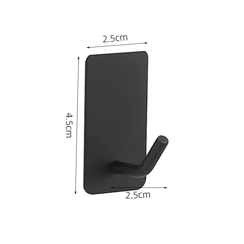 Punch-Free Stainless Steel Adhesive Hook for Coats & Hats - Strong Black Metal Door Hook