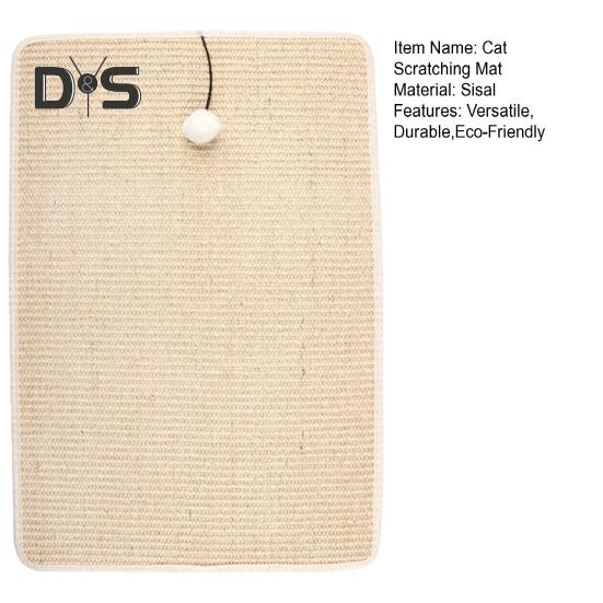 Cat Scratcher Mat Natural Sisal Scratching Mat with Plush Ball Furniture Protector Anti-Slip Walls Floors Cat Scratcher Pad Rug