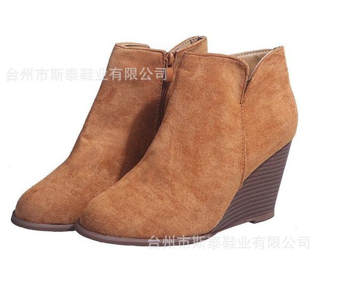 Новая европейская и американская мода женские замшевые ботильоны на танкетке для осенизимы 43 жёлтый 4529₽