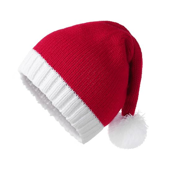 Santa Hat for Adults Kids Winter Knitted Christmas Hat Xmas Party Skull Cap with Pompom for Men Women