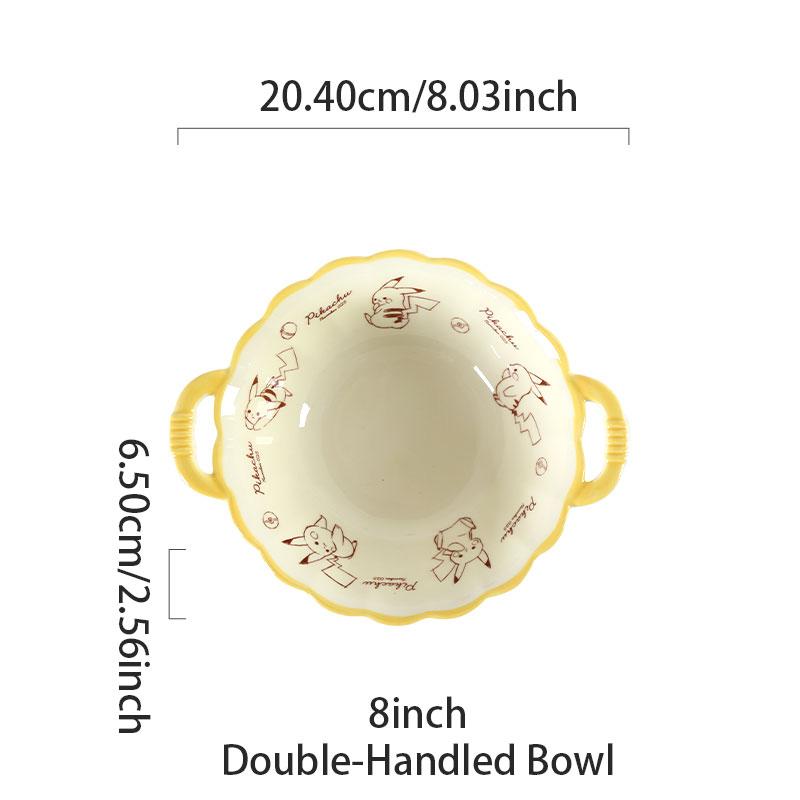 SHUNXIANG Pokémon Keramik Geschirrset Pikachu Cartoon Muster Keramik Schüssel Teller Gericht Speiseteller Mikrowellengeeignet Geschirr