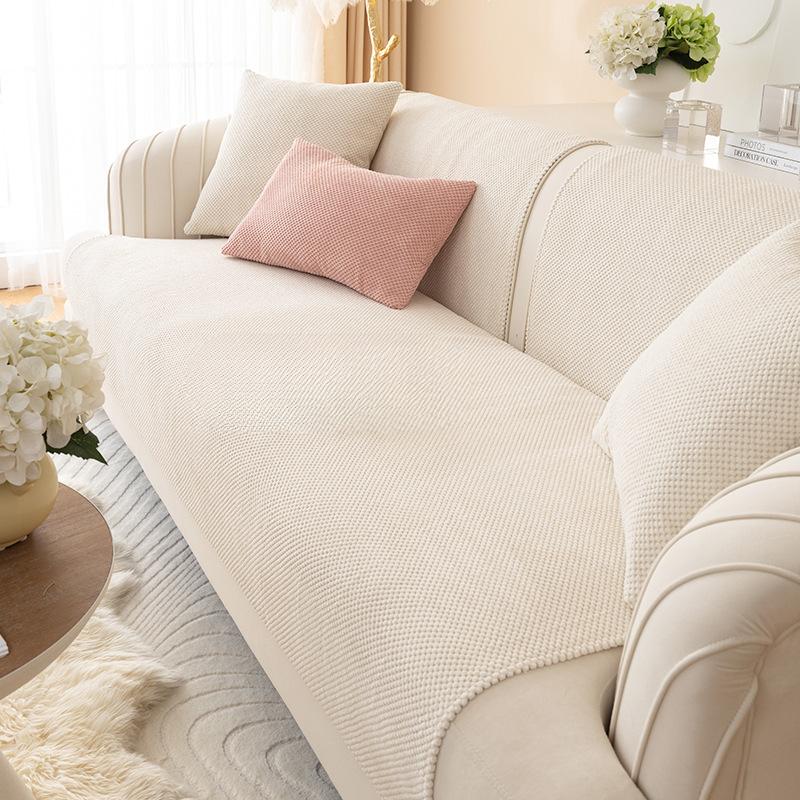 Plysj Sofapute Fire Sesonger Universell Enkel Grå Høst og Vinter Sklisikker Skinn Sofatrekk Putetrekk Stoff
