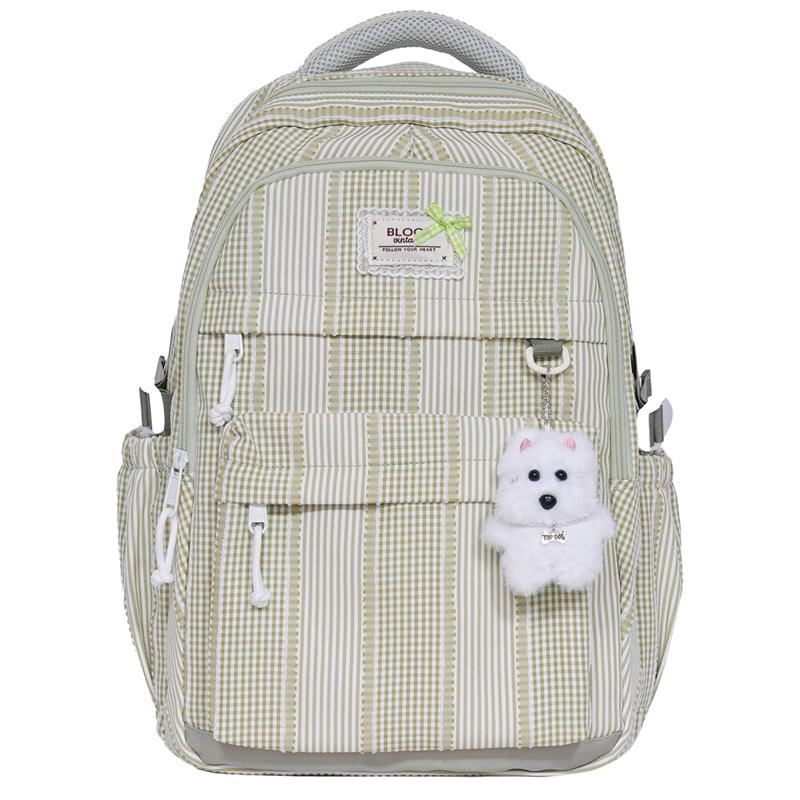 Plaid Backpack Student Class Commuter Schoolbag Women s Lightweight Multi-Compartment Large Capacity Backpack