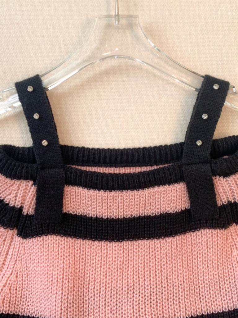Baggy Pullover Sweater for Women Hollow Out Stripe Short Knitted Top Fashion Casual Y2K Clothing Autumn Winter