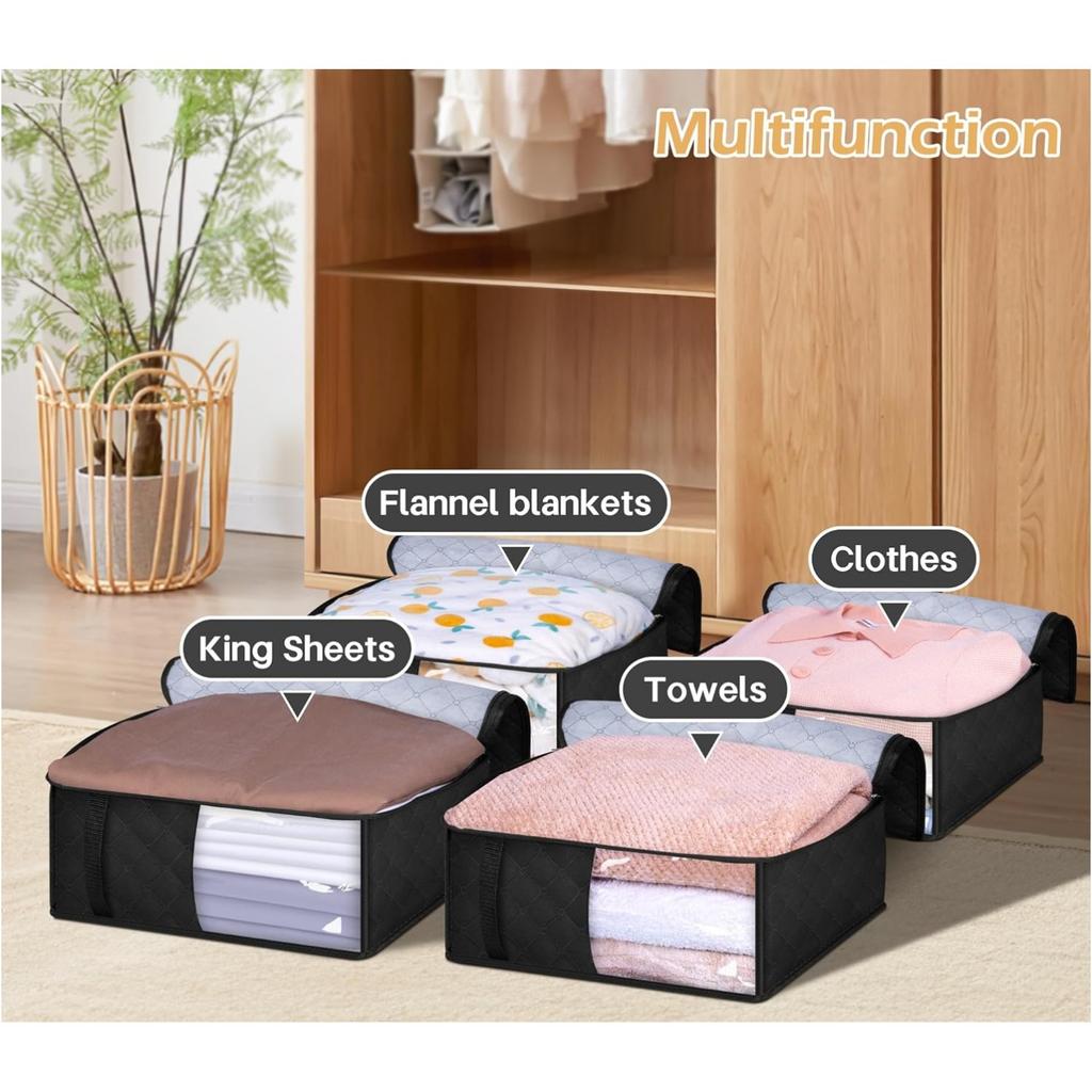 Kleideraufbewahrungstasche Faltbare dicke Stoffdecke Aufbewahrungstasche Klare Fenster und Griffe sind perfekt für Kleidung, Decken, Clo