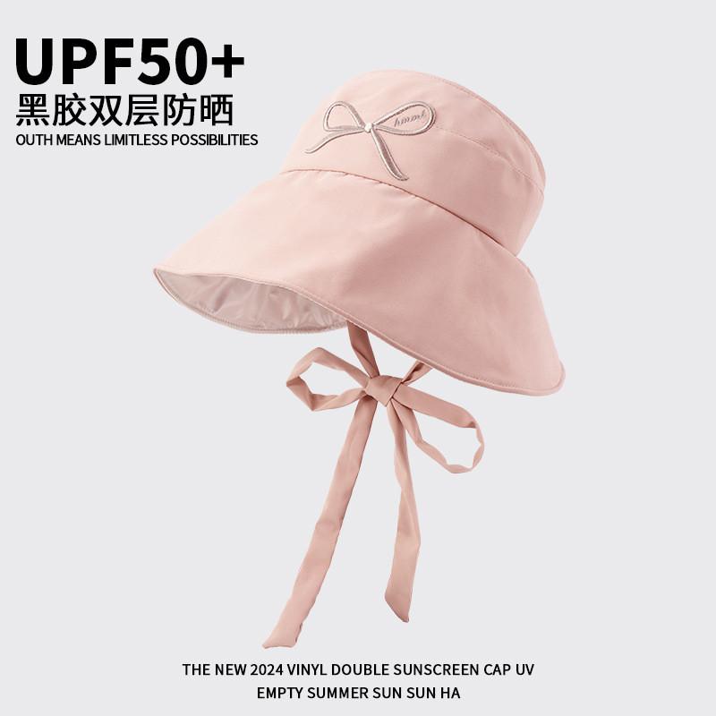 Stylish Solid Color Bowknot Sun Protection Fishing Hat For Women Summer 2024