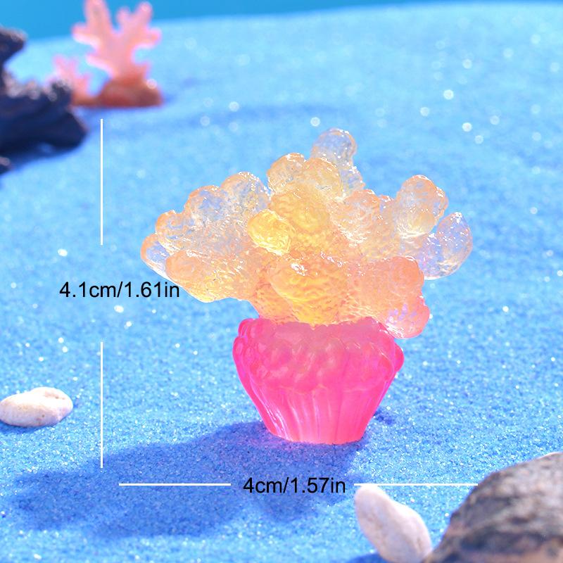 Marine Luminous Coral Micro Landscape Ornaments Glowing Coral Oyster Diy Desktop Fish Tank Aquarium Decor Toys Dollhouse Model