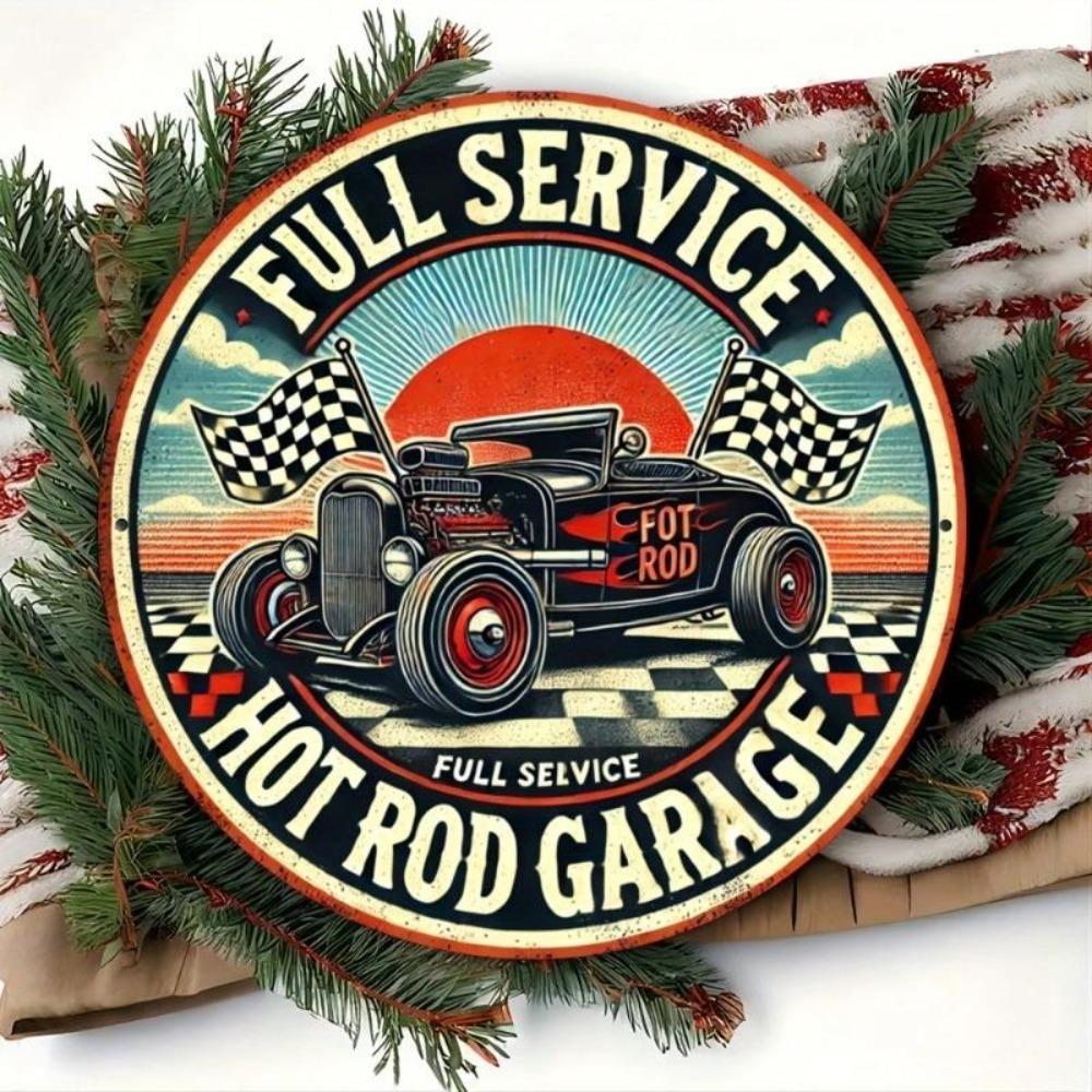 Vintage Hot Rod Garage Tin Sign 8x8 Inch Metal Wall Art Decor Kitchen Bar Cafe Home Plaque