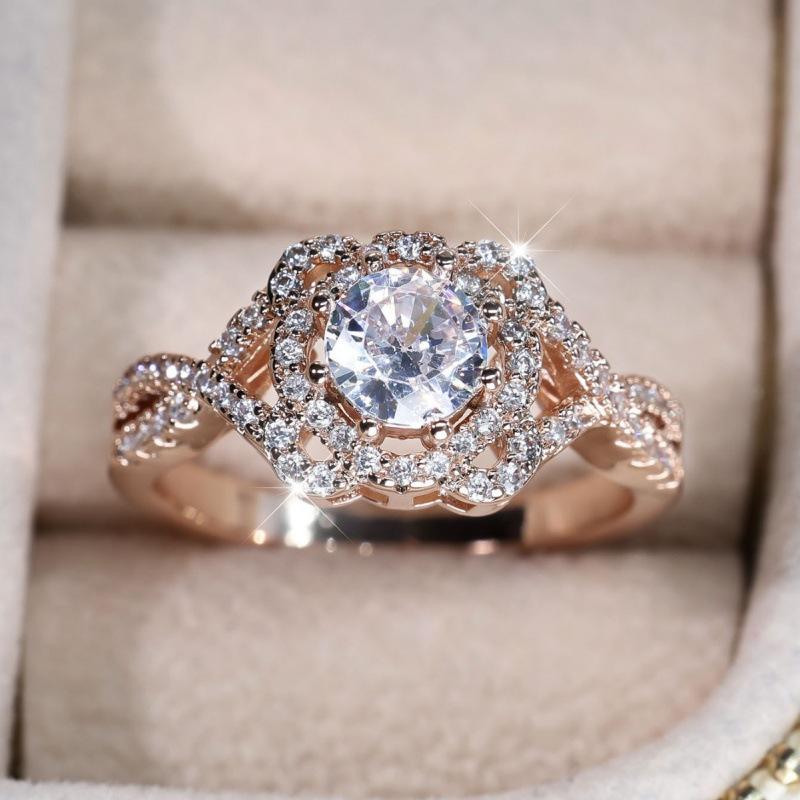 Wish flower edge cross platinum white diamond ring simple personality niche light luxury elegant ring no. 6