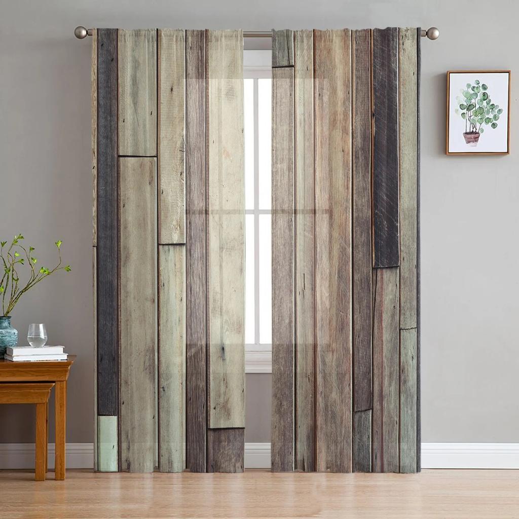 Ușă De Lemn Stil Vintage Perdele Moderne Tulle Pentru Sufragerie Dormitor Casă Bucătărie Fereastra Perdele Sheer