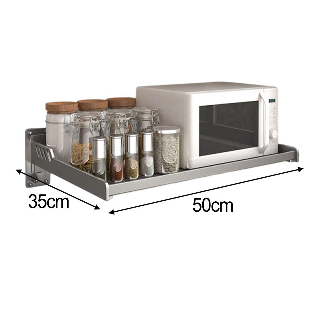 Adjustable Wall Mounted Microwave Storage Rack Carbon Steel Kitchen Organizer For Rice Cooker, Coffee Machine, Food Containers