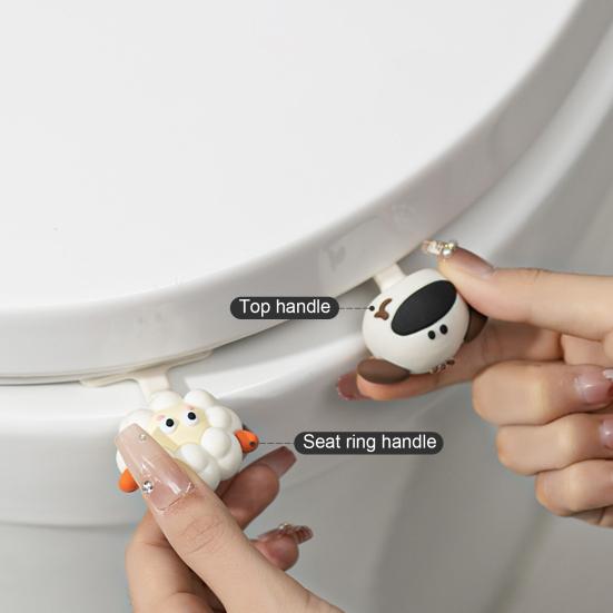 2Pcs/Set Toilet Lid Lifter Sheep Dog Shape Toilet Cover Lifter Easy Installation Versatile Hook Toilet Hygienic Accessory
