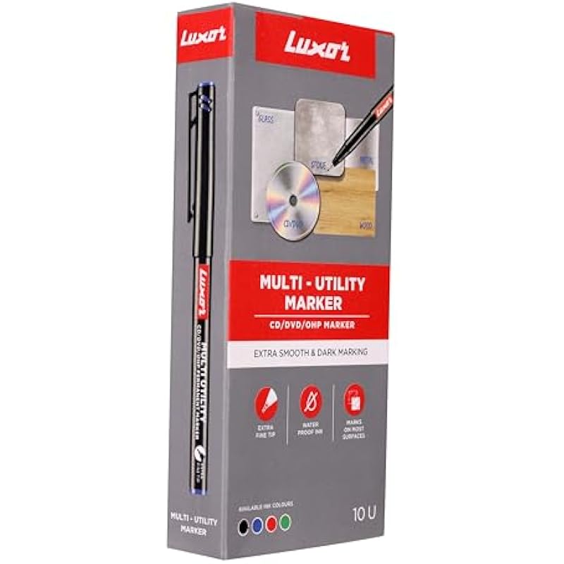 

Luxor Cd/Dvd/Ohp Marker In Brilliant Blue, Pack Of 10, Ideal For Bright And Lasting Markings On Discs And Overheads 110 синий