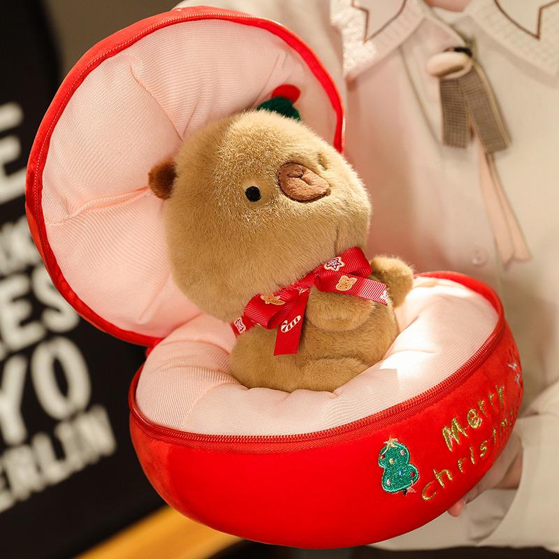 Lovely Christmas Tree Capybara Christmas Plush Toys Cute Animal Dolls Stuffed Soft for Xmas Birthday Festival Celebration