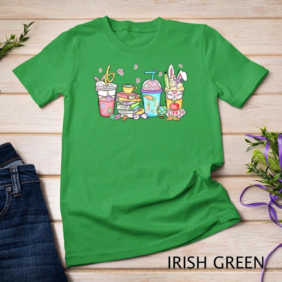 Happy Easter Bunny Coffee Lover Latte Iced Coffee Easter Day Unisex T-shirt 5 S