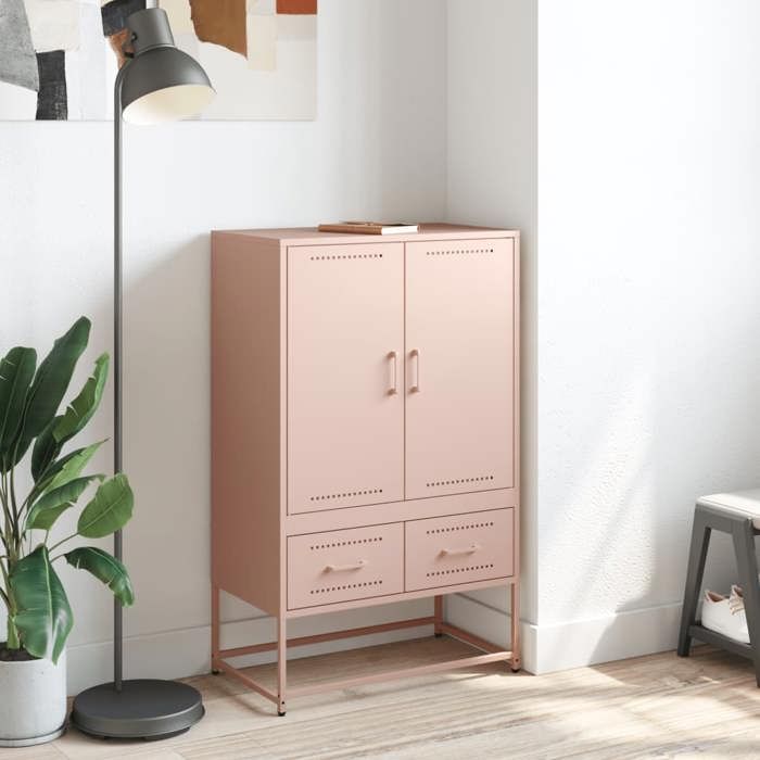 VidaXL Buffet Haut, Armoire avec Tiroirs, Placard avec Porte, Meuble de Rangement, Organisateur de Salle de Séjour, Rose 846609