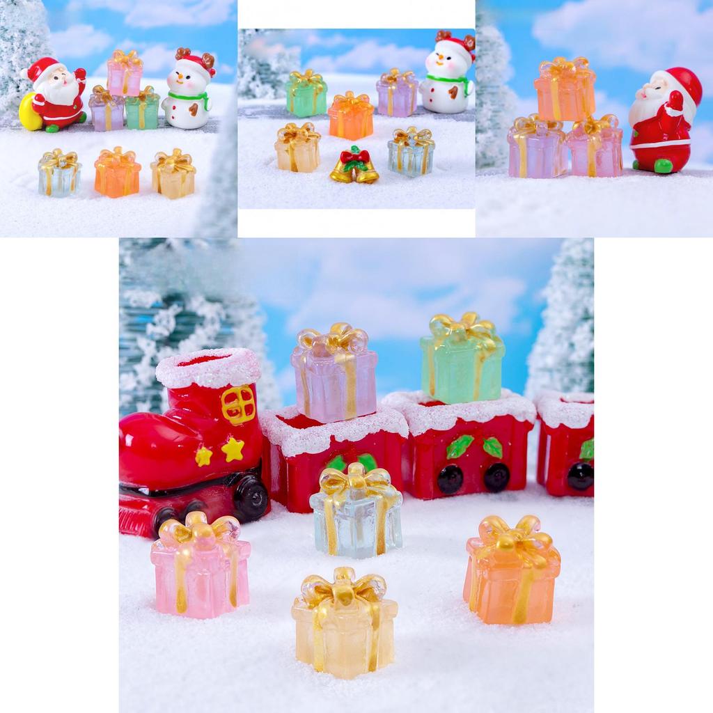 Charming Resin Craft Luminous Gift Box Diy Miniature Night Light Car Ornament Six Colors