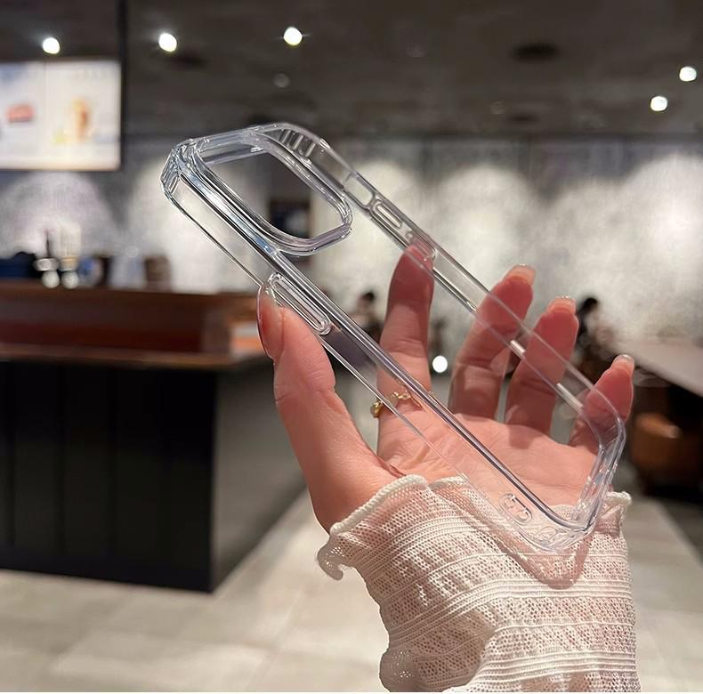 iPhone 15 Drop-Proof Transparent Acrylic Case with Large Hole Compatibility for iPhone 12, 14, 16, and 17