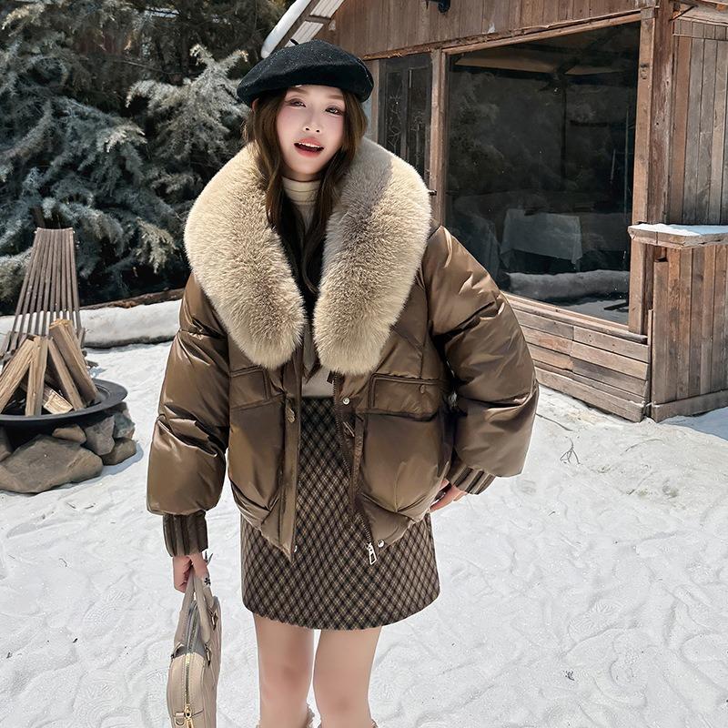 Women Short Thick Fur Collar Loose Winter Padded Jacket Coat