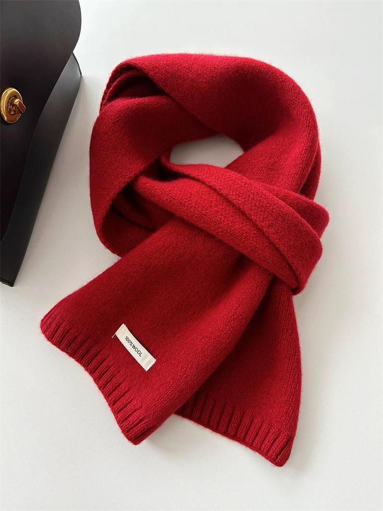 100% Pure Wool Knitted Scarf - Versatile Autumn/Winter Cashmere Neck Warmer for Couples