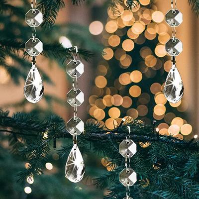 30pcs Acrylic Transparent Hanging Crystal Christmas Chandelier Decorations Teardrop-shaped Home DIY Crystal Tree Decoration R9Q1