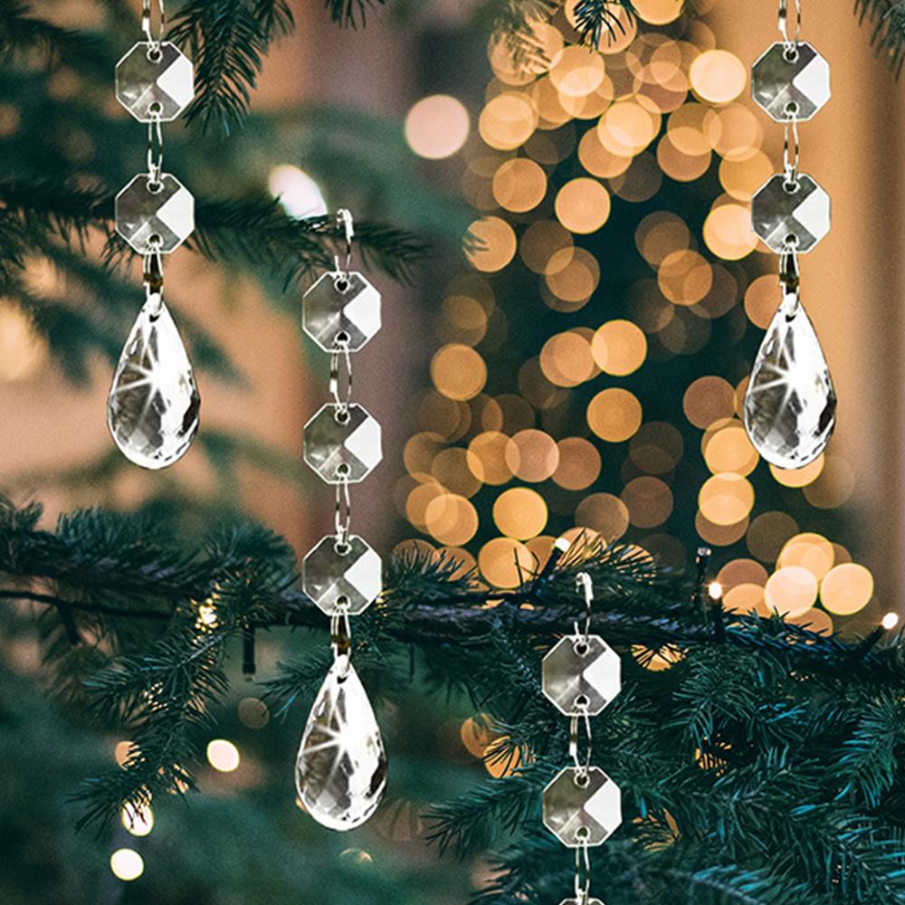 30 Stück Acryl Transparent Hängend Kristall Weihnachtsleuchter Dekorationen Tropfenförmig Zuhause DIY Kristallbaum Dekoration R9Q1