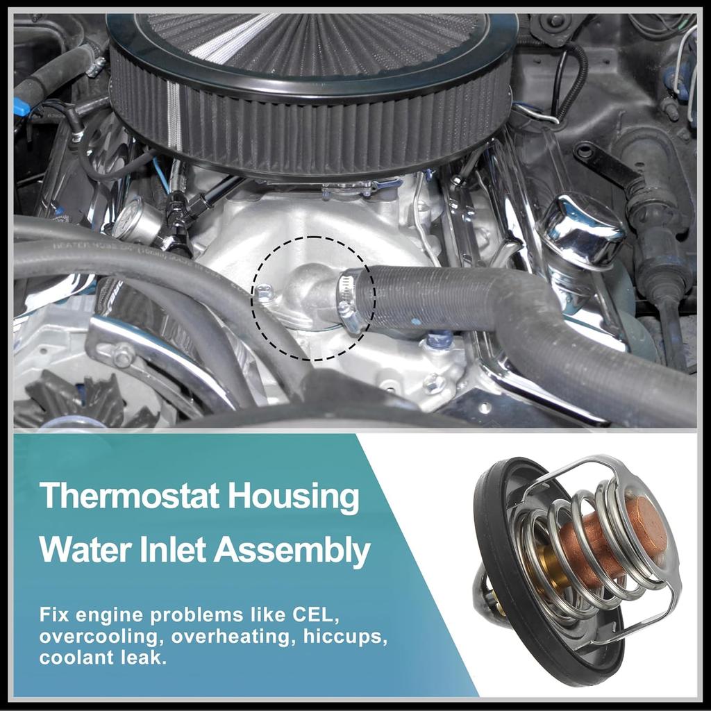 Engine Coolant Thermostat Replacement for Jeep Grand Cherokee 2004-2007, 52079476AC Aluminum Rubber 1Pc