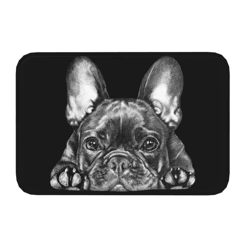 1pc French Bulldog Cute Dog Floor Printed Mat, Non-slip Mat, Machine Washable Polyester Fabric, Suitable for Bedroom Living Room