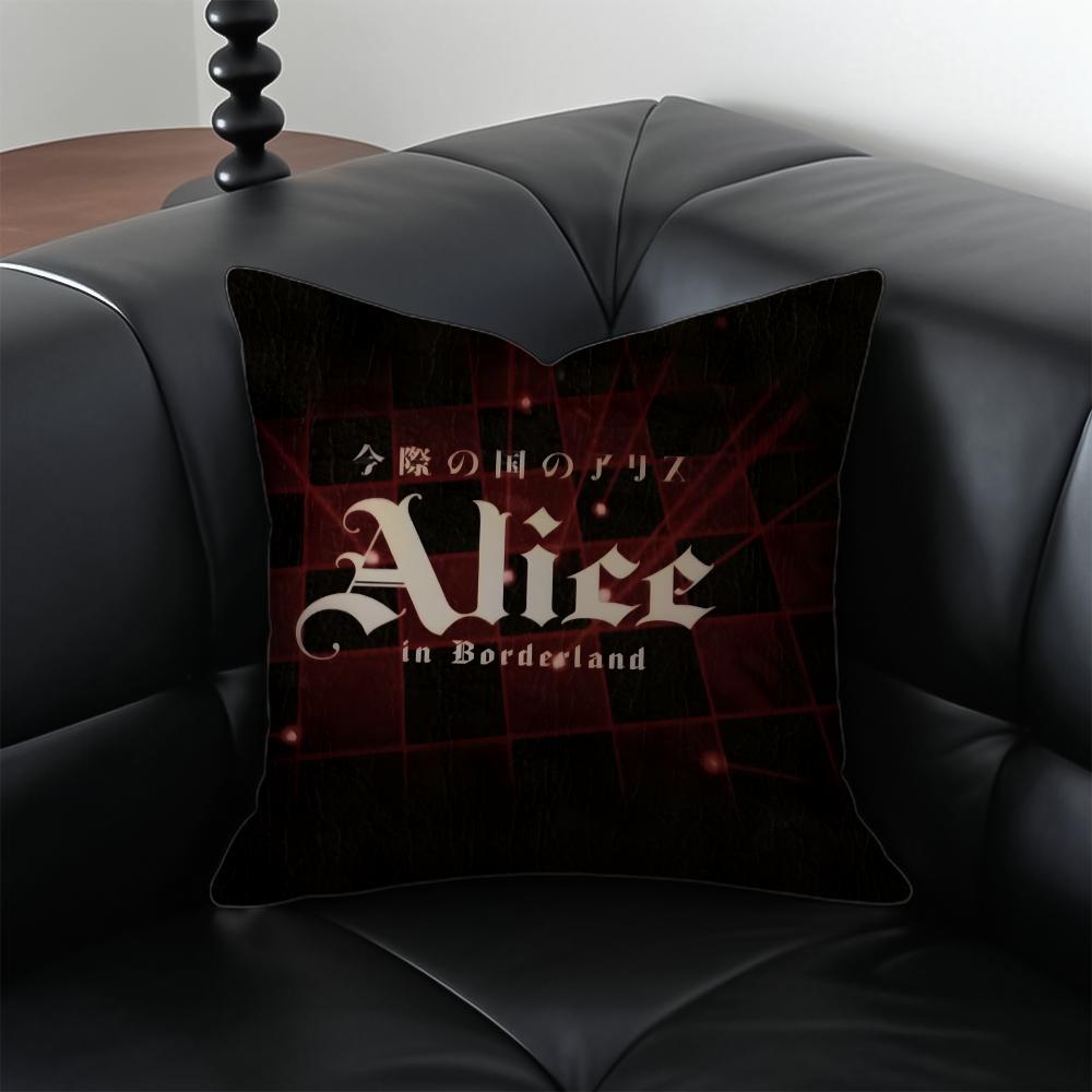 AAlice In BBorderland Cushion Cover Pillow Case Antidustmite Invisible Zipper Silky Short Plush Sofa Cushion
