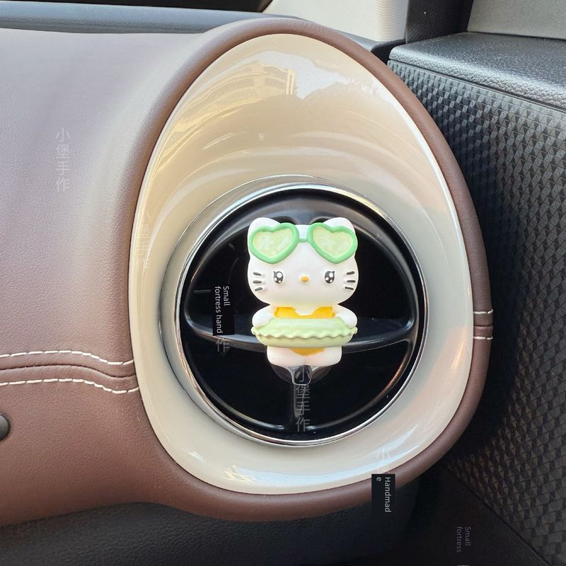 

Ins-Style Cute Cartoon Kt Cat Car Air Vent Ornament Car Diffuser Stone Gypsum Decoration Car Interior Accessories for Women Kt Cat Summer Swim Ring (Green)