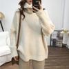 High Neck Loose Slouchy Style Ladies Sweaters Solid Colour Thickened Casual Peplum Knitted Bottoming Shirt Can Be Worn Outside Warm Tops