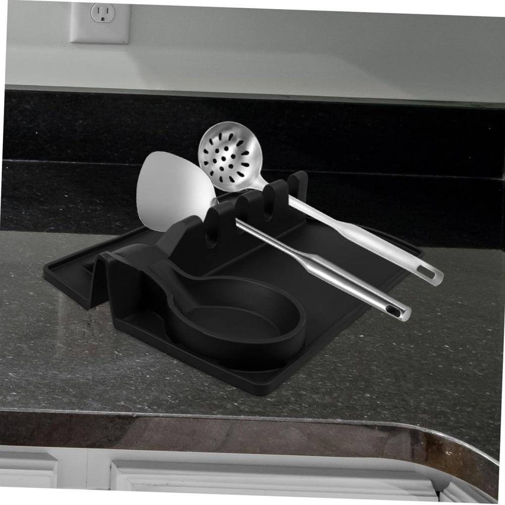 Silicone Utensil Rest with Drip Pad; Spoon Holder for Stove Top; Spoon Rest; Large Spoon Rest; Silicone Spoon Rest; Utensil Rest