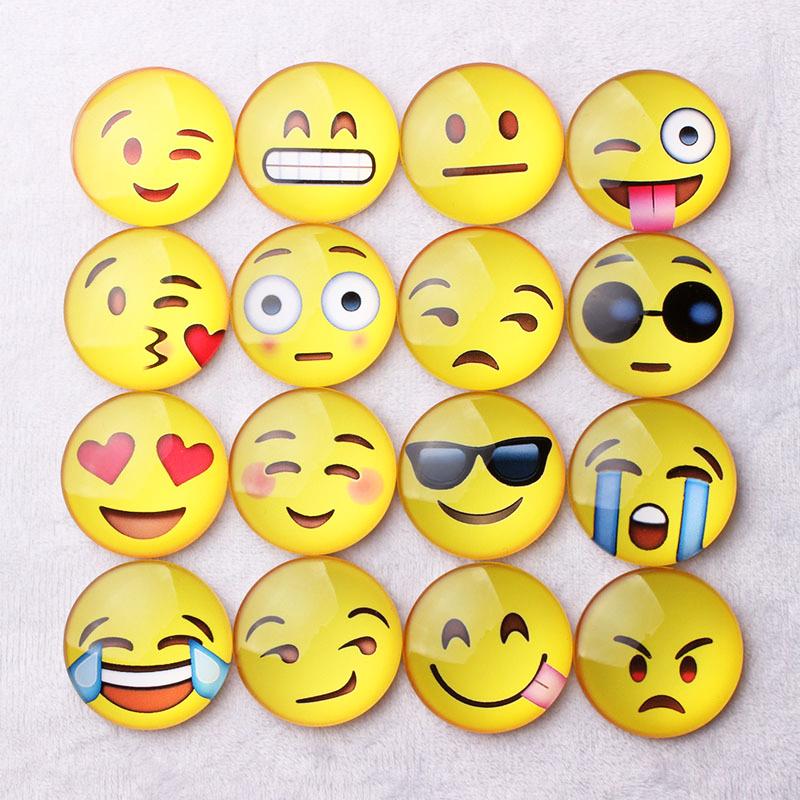 20 pcs/lot Cute Refrigerator Magnets, Dome Glass Fridge Magnet, Cartoon Expression Glass Magnetic Stickers