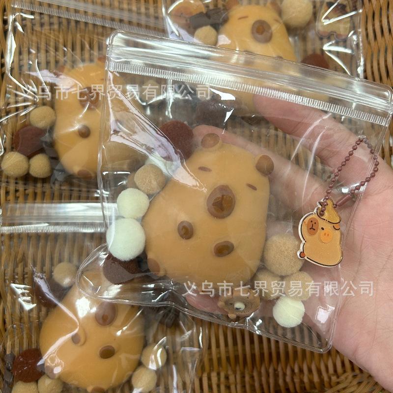 

New Cartoon Cute Chubby Capybara TPR Slow Rebound Toys Children Stress Relieving Toys Pinch Music Fidget Toys світло-коричневого кольору