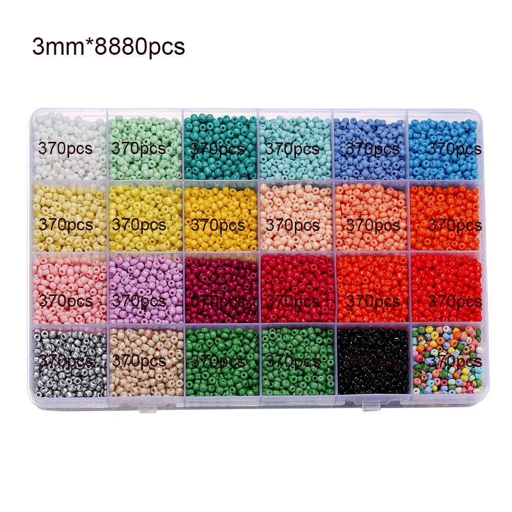 10-24 Colors Beads Jewelry Making Kits 2/3mm Colorful Glass Seed Beads for Kid Girl Bracelet Necklace DIY Kit Jewelry Making Set