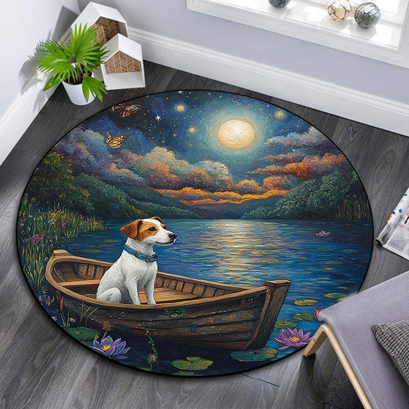 

Jack Russell Round Area Rug,Carpet Rug for Living Room Bedroom Sofa Playroom Decor,Non-slip Floor Mat 80cmx80cm