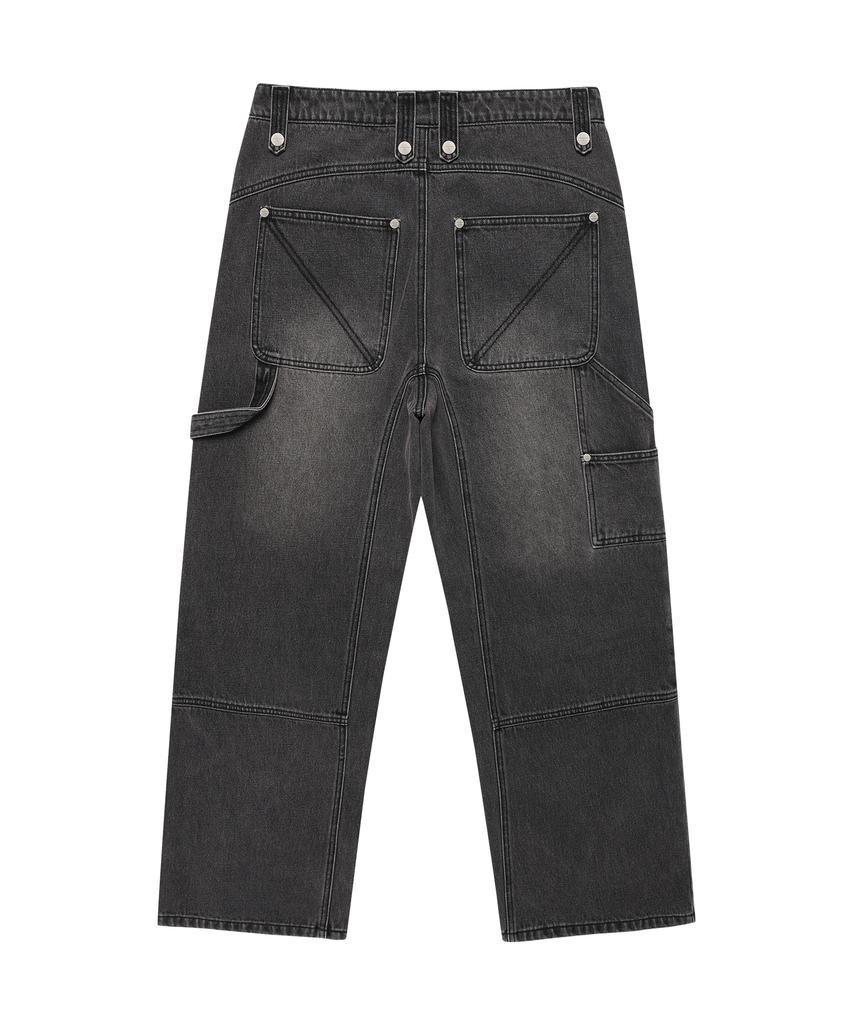 THEVINYLHOUSE Round Double Knee Denim Pants Black