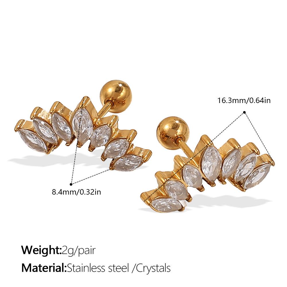 Hot-selling Niche Inlaid Crystal Earrings Earrings Versatile Niche Stainless Steel Gold-plated Earrings Earrings Women